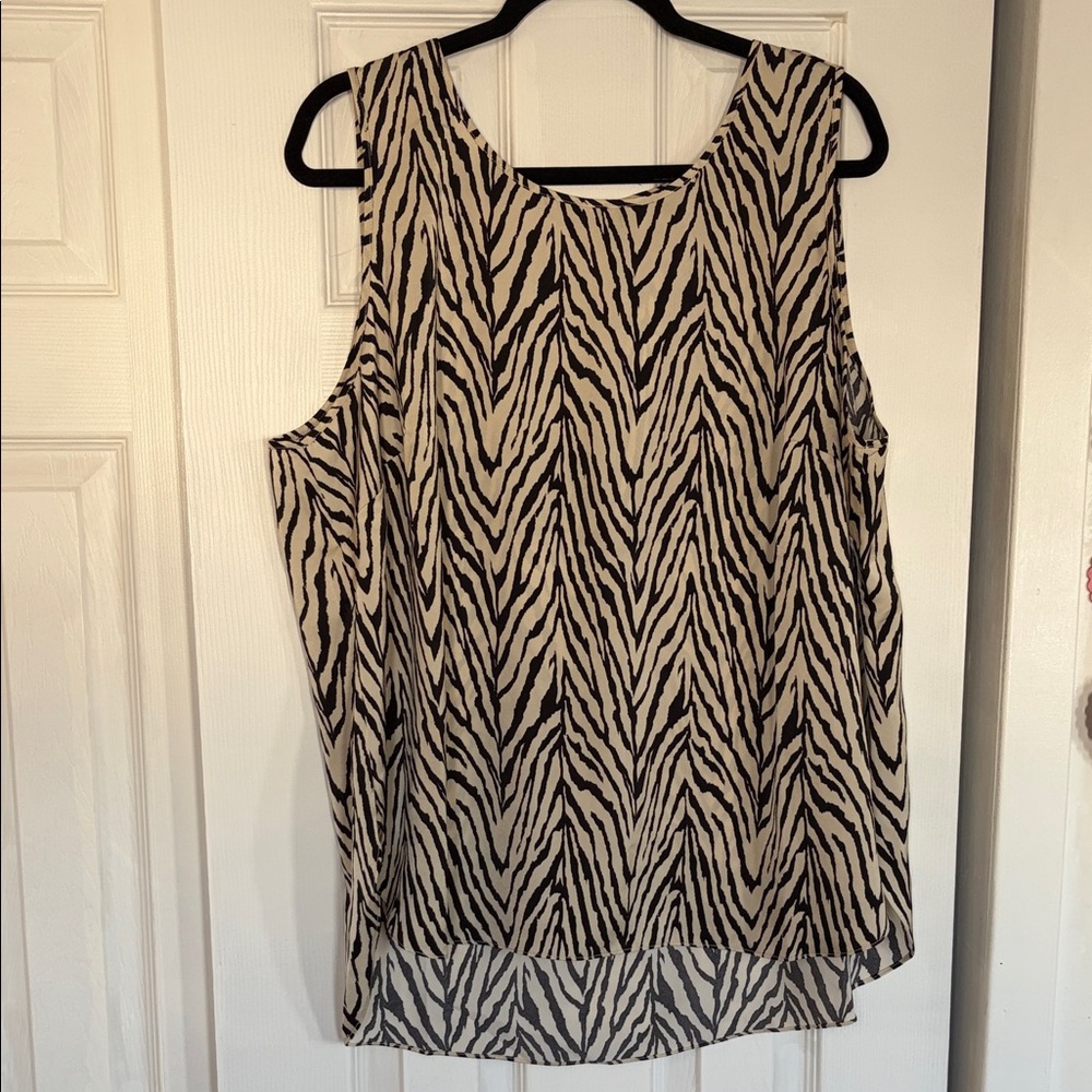 RACHEL Rachel Roy Animal Print Sleeveless Top Size 1X